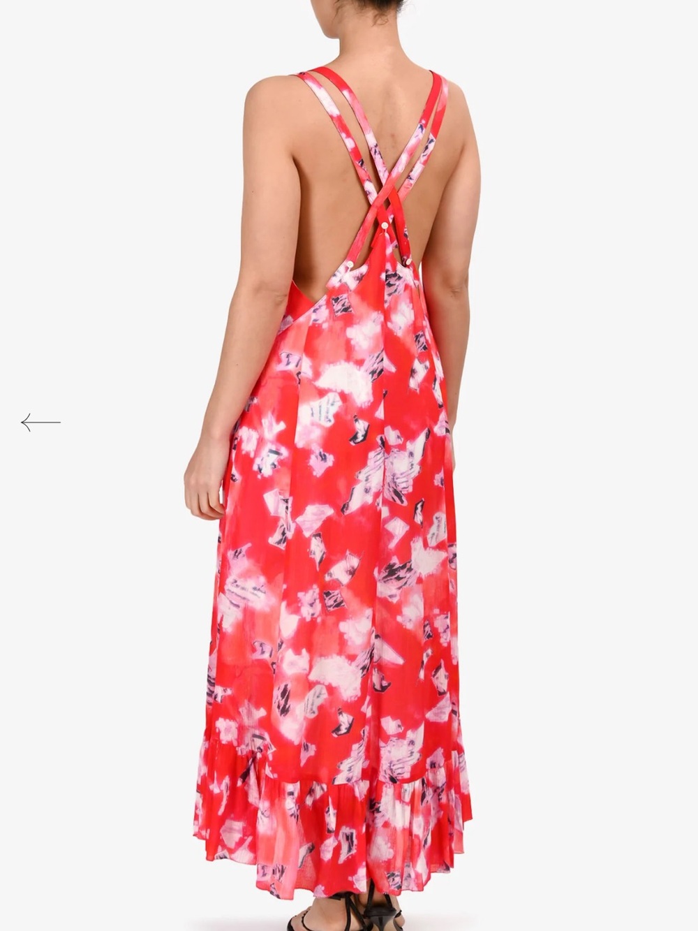 Red Floral Maxi Dress, backless, new, size 0